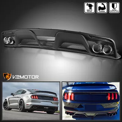 Fits 2015-2017 Ford Mustang GT350 Style Rear Bumper Diffuser+Dual Exhaust Pipes • $413.30