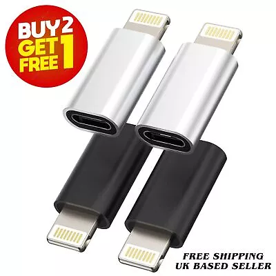 USB Type C Female To IPhone 8 Pin Male Adapter Converter For IPhone IPad IPod UK • £1.99