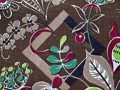 DECO Tropical Infused Arts & Crafts Mission Style 1940s Barkcloth Vintage Fabric • $59.99