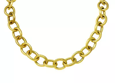 Elizabeth Locke 1990's Sapphire 18 Karat Gold Cable Link Chain Vintage Necklace • $16830