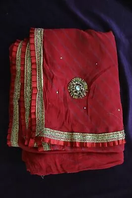 Fabric Vintage Indian Saree Georgette Clothing For Women Crafting Uses • $30.45