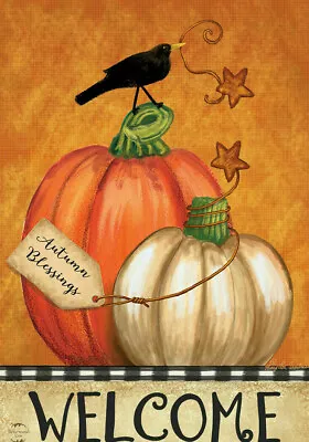 Welcome Thanksgiving Fall Pumpkin Primitive Crow Mini Window Garden Yard Flag Nw • $8.97