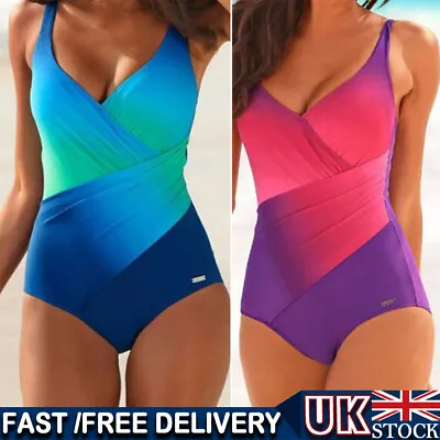 £13.99 • Buy Women One Piece Swimming Costume Padded Swimsuit Tummy Control Swimwear Monokini