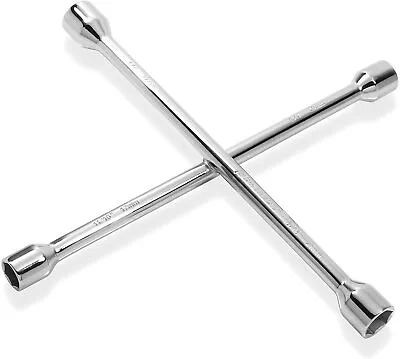 Lug Wrench 14 Inches Heavy Duty Universal Four Way Cross Wrench Chrome Plated • $21.49