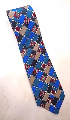 CHARLES JOURDAN 100% Silk Necktie ITALY VTG Luxury Designer FLORAL Blue/Red EUC • $9.30