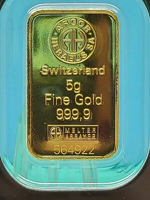 2024 Solid Gold 5 GRAM 999.9 ARGOR-HERAEUS BAR CERTIFIED SEALED NUMBERED 564922 • $350