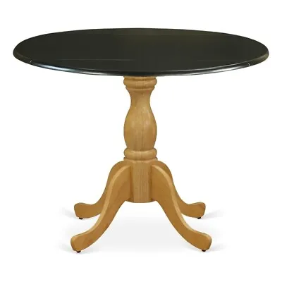 DST-BOK-TP - Dining Table - Black Table Top And Oak Pedestal Leg Finish • $169.98