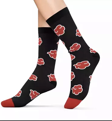 $6.37 • Buy Naruto Akatsuki Clouds Anime Crew Socks NEW