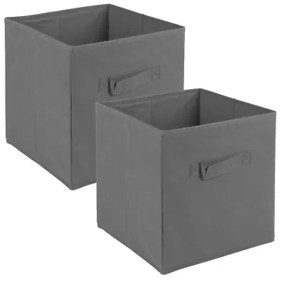 Set Of Collapsible Grey Cube Storage Boxes Toys Carry Handles Basket Organisers • £5.99