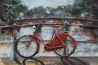 Shop Decoration 3d Metal Wall Art Creative Metallic Pop Art Bike Painting • $174.65