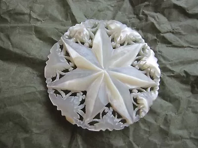 Genuine MOP Hand Carved Mother-of-Pearl 7 Point Star Pin Brooch  2  • $28.95