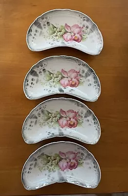 4 Vintage Bone Plates From Germany Hand Painted ~ 3.25” X 6.75” • $20