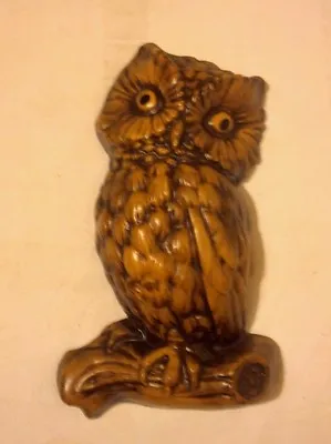 Vintage Owl Wall Plaque - Faux Wood - Plaster 12  • $3.99