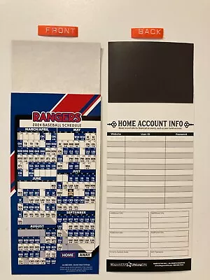 Mlb Texas Rangers 2024 Magnet Schedule (9  X 3 1/2 ) Teams Dates & Times - New • $3.95