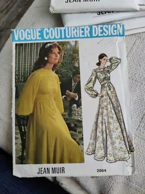 Vtg 70s Vogue Couturier Jean Muir Dress Sew Pattern #2664 Maxi  Cottagecore Sz12 • $14.99