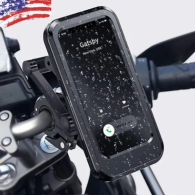 Waterproof Motorcycle Bike Handlebar Phone Mount Holder Case For IPhone Samsung • $10.45