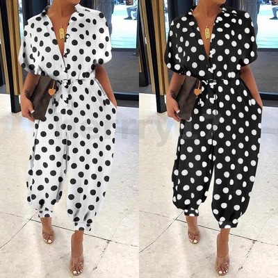 £13.08 • Buy UK Women's V-Neck Tie Belted Waist Harem Wide Leg Playsuit Summer Beach Jumpsuit
