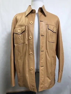 Men’s Vera Pelle Italian Leather Coat Large  Extra Soft European Sz 52 U.S Sz 42 • $235