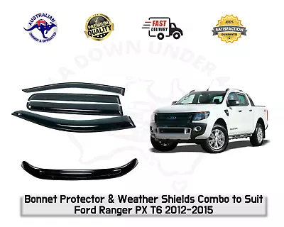 Bonnet Protector & Weather Shields Combo To Suit Ford Ranger PX PX1 2012-2015 • $126.99