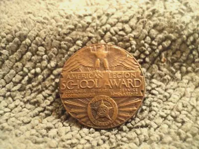 VINTAGE BRONZE AMERICAN LEGION SCHOOL AWARD Lapel Hat Vest Pin Metallic Art Co • $2.99