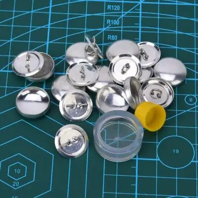 20mm Self-Cover Buttons Kit For Round Button Bases - DIY Cover Buttons • £4.46