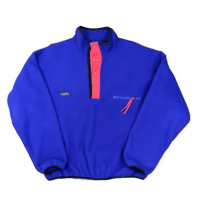 Vintage 90s Columbia T Snap Fleece Pullover Purple Neon Pink Mens Large USA Made • $44.99