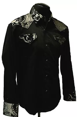 SHRINE GOTH GOTHIC Rocker TAPESTRY COWBOY STEAMPUNK WEDDING VICTORIAN SHIRT  • $109