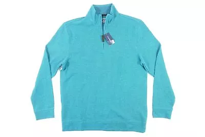 Club Room Dotted Green Blue Teal Medium Half Zip Mock Neck Soft Sweater Mens New • $19.60