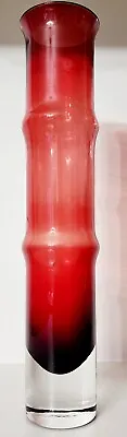 Vintage MCM Cranberry Aseda Glass Bamboo Vase • $24.99