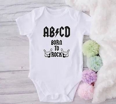 ACDC BORN TO ROCK Babygrow Cute Baby Present Vest Gift Newborn • £5.99