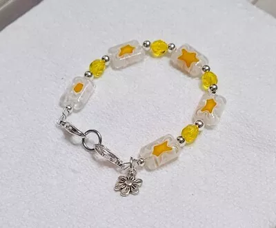 Millefiori Lampwork Yellow Rectangle Beads Medical Alert ID Replacement Bracelet • $8.50