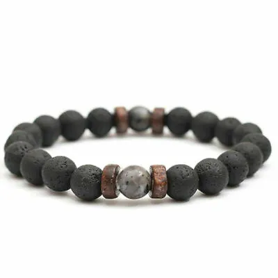 $2.79 • Buy Mens Women Lava Rock Diffuser Bracelet Elastic Natural Stone Yoga Beads Bracelet