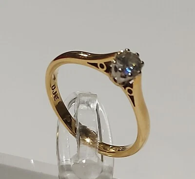 £245 • Buy  18ct Yellow Gold Diamond Solitaire Ring 0.33ct Diamond Size N 2.7g 
