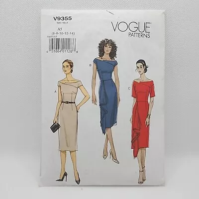 Vogue 9355 Misses' Asymmetrical Neckline Dress Sewing Pattern Size 6-14 Uncut • $12.99