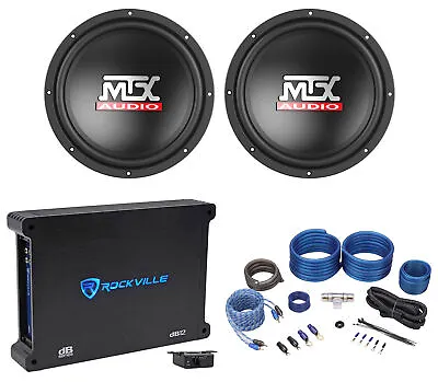 (2) MTX Terminator TN10-04 10” 600w Car Audio Subwoofers+Mono Amplifier+Amp Kit • $244.85