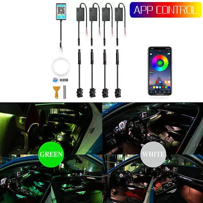 Car RGB LED Interior Fiber Optic Neon EL Wire Strip Atmosphere Light Kit APP • $46.47