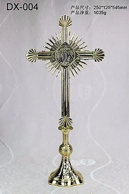 $321 • Buy +Ornate Brass Altar Standing Cross Crucifix H21.46  DX-004