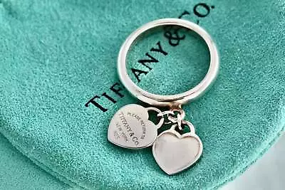 £221.02 • Buy Return To Tiffany & Co. Silver Mini Double Heart Ring Size 6