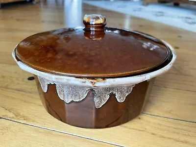 Vintage McCoy Brown Drip Bean Pot Crock Casserole With Lid Ovenware 7076 • $12.50