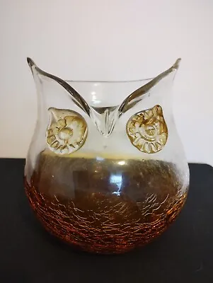 Amber Crackle Glass Owl Vase • £20