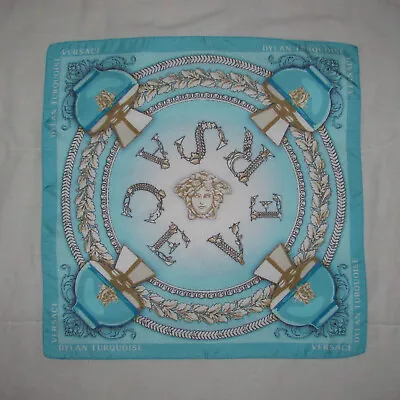 Versace Dylan Turquoise Small Silk Scarf - Made In Italy - 13  Square • $29.08