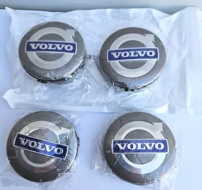 Volvo Wheel Center Hub Caps Rim Silver Blue Emblem 22 PA66 3546923 • $20