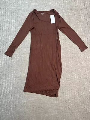 Long Sleeve Rushed Bodycon Midi Maternity Dress - Brown - Isabel Maternity - New • $14.99