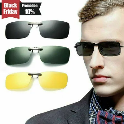 Sunglasses Polarized Clip On Flip-up Driving Glasses Day & Night Vision Lens AU • $4.61