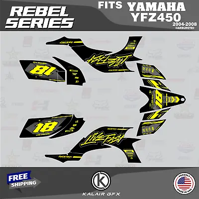 Graphics Kit For YAMAHA YFZ 450 2004-2008 CARB YFZ450 Rebel - YELLOW-SHIFT • $281.99