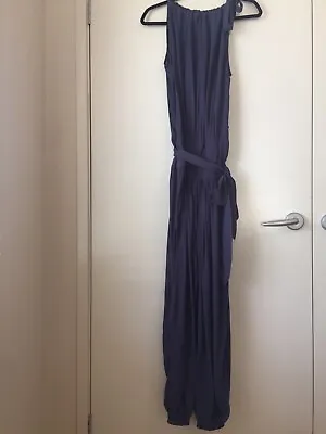 Zimmermann Elegant Purple/ Blue Silk Crepe Long Jumpsuit Size 0 • $89