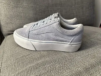 Women’s Vans Old Skool Stacked Platform Pale Blue Suede Trainers Sneakers Uk 5 • £9.99