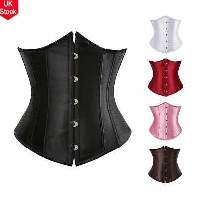 Size 6-24 Corset Steel Boned Corset Womens Underbust Waist Trainer Stain Corsets • £12.79