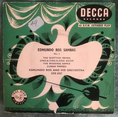 Edmundo Ros & His Orchestra - Sambas No. 1 - Org UK 3P 45 EP In Green Sleeve • £6