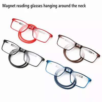 Neck Hanging Magnetic Folding Reading Glasses Snap Click Front Spectacle 1.0~4.0 • $8.31